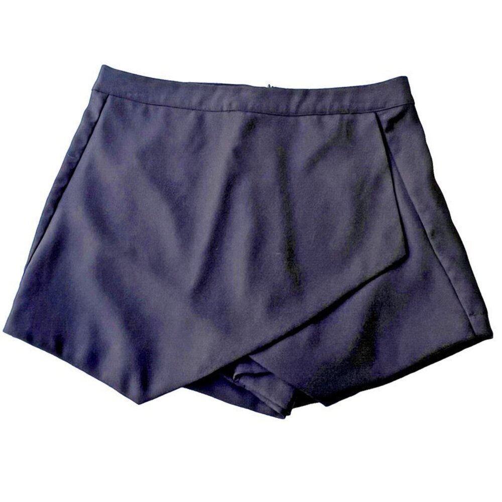 Sophie Rue Women's Black Shorts Front Tulip Flap Panel Skort M